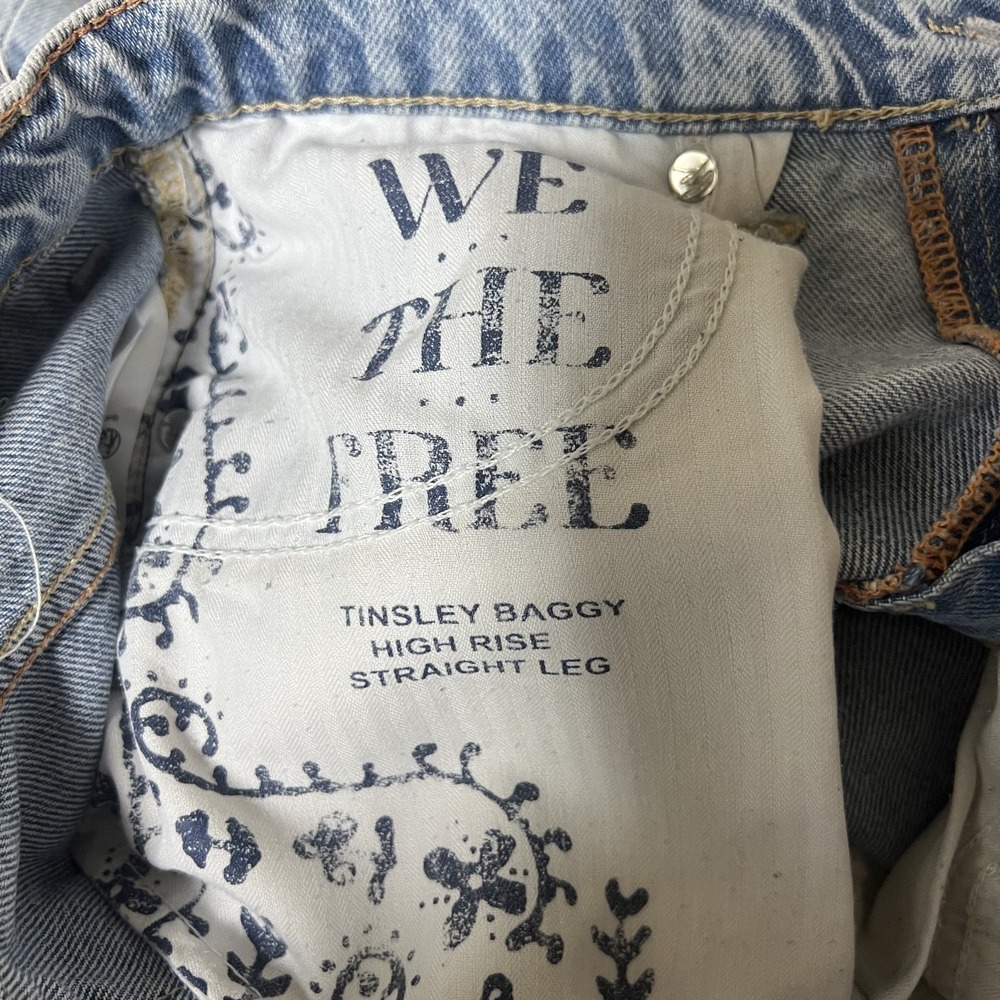 We The Free Tinsley Baggy High Rise Straight Leg Jeans Womens 26 Blue Bright Eye - Picture 10 of 15